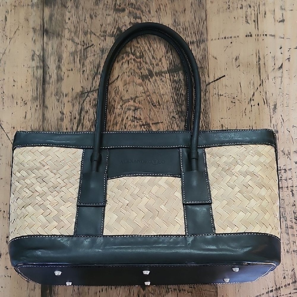 ALEXANDRO YEO Mexican Woven Satchel Black Leather Trim Coastal Quiet Luxury